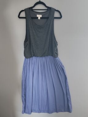 LOFT Two-Tone Tank Dress in Charcoal Gray & Periwinkle